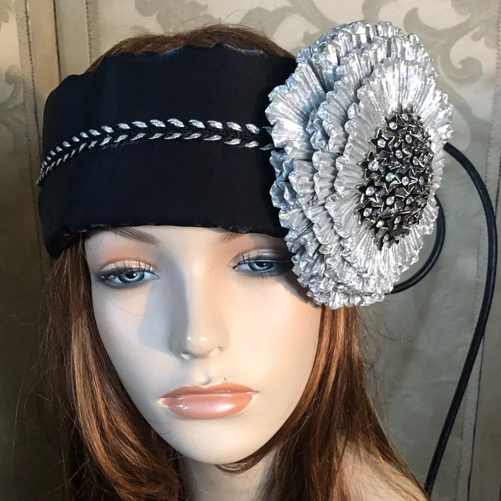 Antique Black & Silver Flapper Headband - Picture 3 of 7